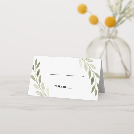 Delicate Waterverf Foliage Wedding Place Card (Voorkant)