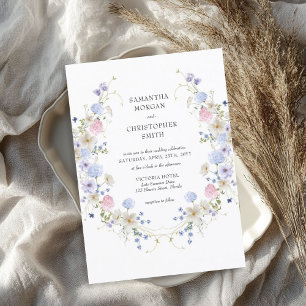 Delicate waterverf lente boho wilde bloemen kaart