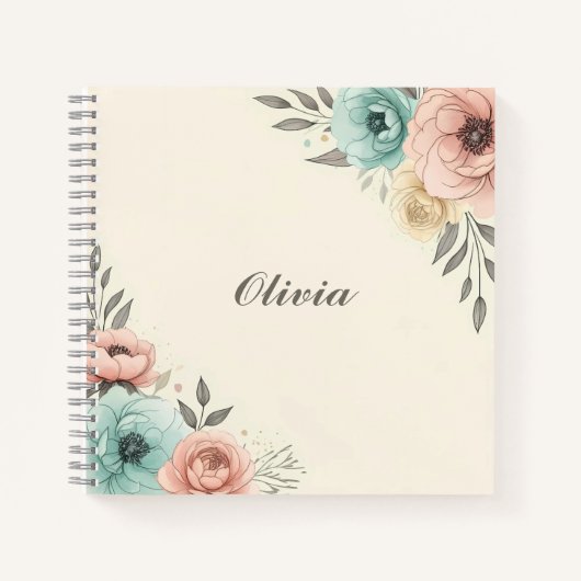 Delicate Waterverf Sketchy Flowers Notitieboek (Voorkant)