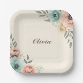 Delicate Waterverf Sketchy Flowers Papieren Bordje (Voorkant)