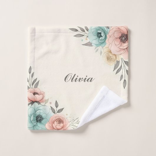 Delicate Waterverf Sketchy Flowers Washandje (Wasdoekje)