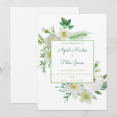 Delicate White Floral Wedding Invitation Kaart (Voorkant / Achterkant)