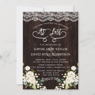 Delicate White Flowers Lace Handwriting Wedding Kaart