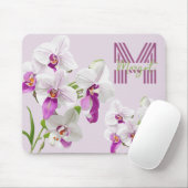 Delicate White Orchids Monogram Mousepad Muismat (Met muis)