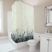 Delicate Wildbloem Watercolou Indigo Blue Yellow Douchegordijn (In situ)