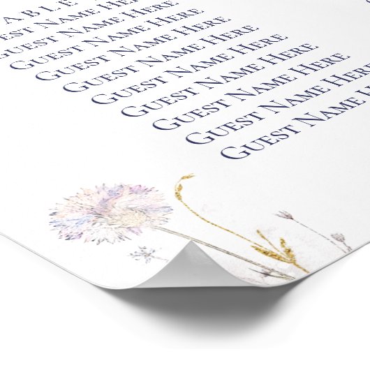 Delicate Wildbloemen Bruiloft zitgrafiek Poster (Hoek)