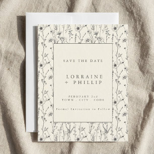 Delicate wilde bloemen naadloos patroon bruiloft save the date