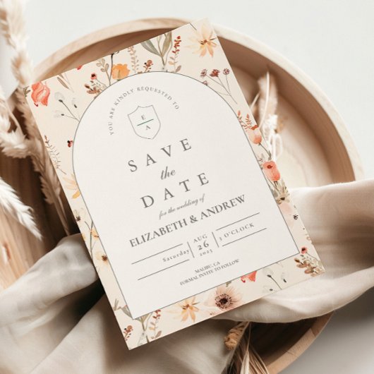 Delicate Wilde Bloementuin Bruiloft Save The Date