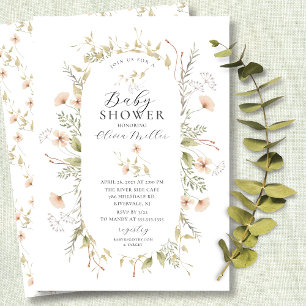 Delicate Wildflower Baby shower Invitation Kaart