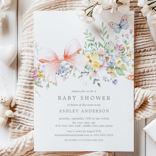 Delicate Wildflower Baby shower Kaart