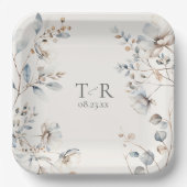 Delicate Wildflower Border Wedding ID1102 Papieren Bordje (Voorkant)