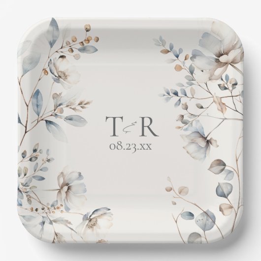 Delicate Wildflower Border Wedding ID1102 Papieren Bordje (Voorkant)