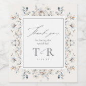 Delicate Wildflower Border Wedding ID1102 Wijn Etiket (Enkel label)