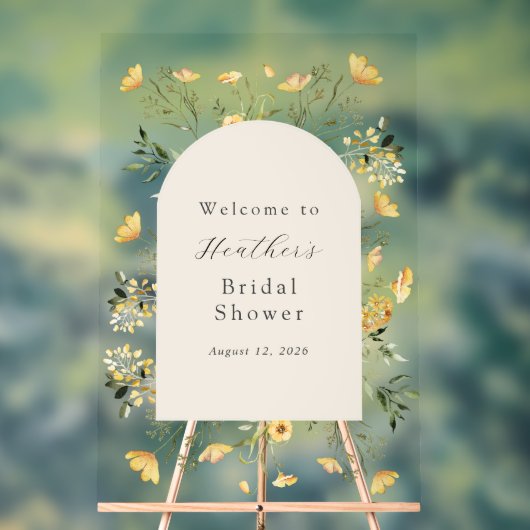 Delicate Wildflower Bruiloft Feestelijke Ontvangst Acryl Bord (Neutraal)