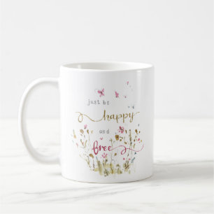 Delicate Wildflower Butterflies Waterverf Quote Koffiemok