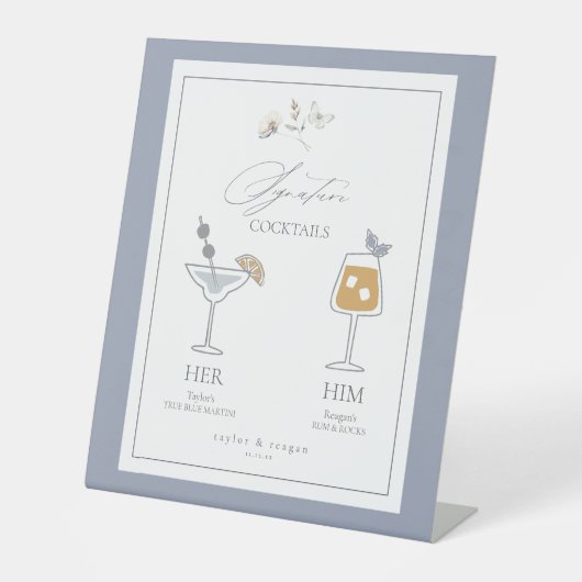 Delicate Wildflower Handtekening Drinken ID1102 Reclamebord Met Voetstuk (Voorkant)