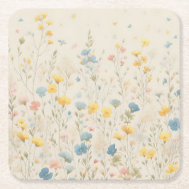 Delicate Wildflower Meadow Art Vierkante Kartonnen Onderzetter
