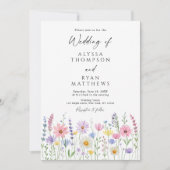 Delicate Wildflower Meadow Wedding Kaart (Voorkant)