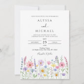 Delicate Wildflower Meadow Wedding Kaart (Voorkant)