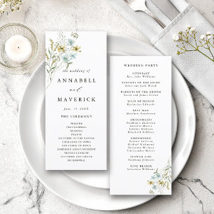 Delicate Wildflower Moderne Boho Trouwceremonie Programma