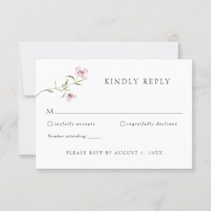 Delicate Wildflower Paarse Huwelijksreactie RSVP Kaart
