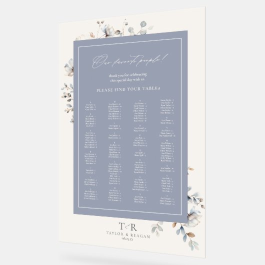 Delicate Wildflower Seating Chart Dusty Blu ID1102 Acryl Bord (Hoek)