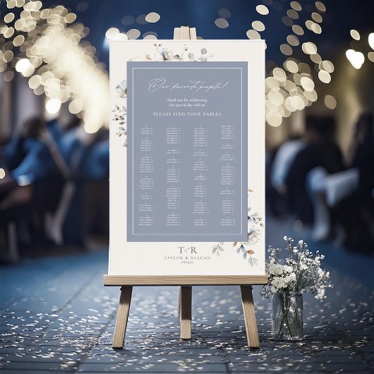 Delicate Wildflower Seating Chart Dusty Blu ID1102 Acryl Bord