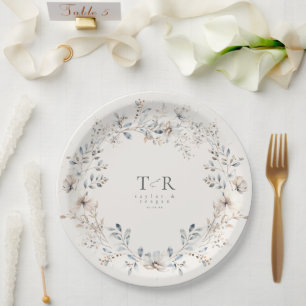 Delicate Wildflower Waterverf Wedding ID1102 Papieren Bordje