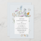 Delicate Wildflower Wedding Invitation Kaart (Voorkant / Achterkant)