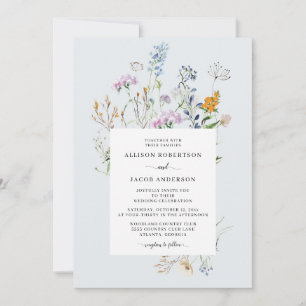 Delicate Wildflower Wedding Invitation Kaart