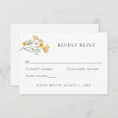Delicate Wildflower Yellow Weddenschap RSVP-respon Kaart (Voorkant / Achterkant)