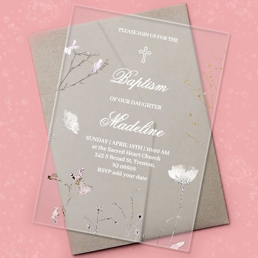 delicate wildflowers Acrylic Invitation