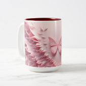 Delicate Wings: Roze 3D Vlinder Symfonie Mok (Voorkant links)