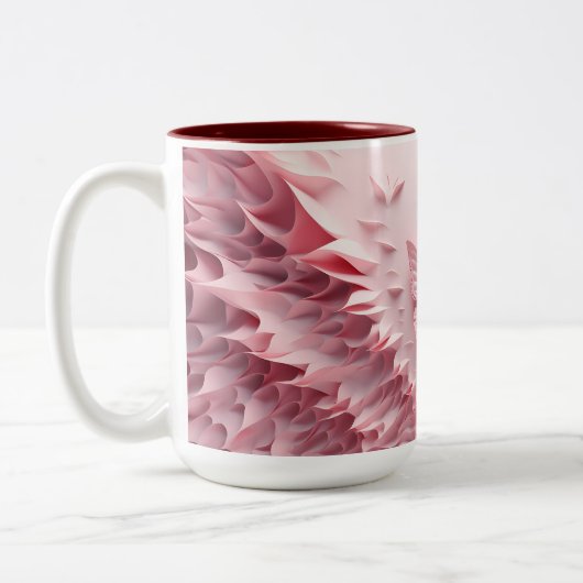 Delicate Wings: Roze 3D Vlinder Symfonie Mok (Links)