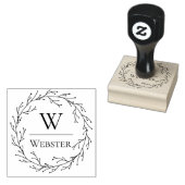 Delicate Winter Branch Wreath Monogram Rubberstempel (Gestempeld)