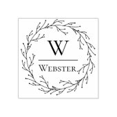 Delicate Winter Branch Wreath Monogram Rubberstempel (Afrduk)