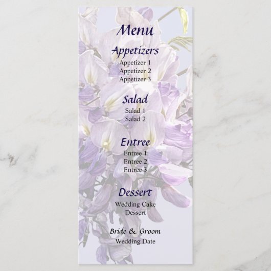 Delicate Wisteria Wedding Menu (Voorkant)