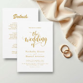 Delicate wit en goud script Classy Wedding Kaart
