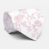 Delicate witte bourgogne rozen stropdas (Opgerold)
