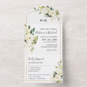 Delicate witte crème bloemige elegante bruiloft all in one uitnodiging (Binnen)