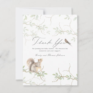 Delicate Woodland Forest Squirrel Baby shower Bedankkaart