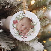 Delicate Wreath Eerste Kerstfoto Keramisch Ornament
