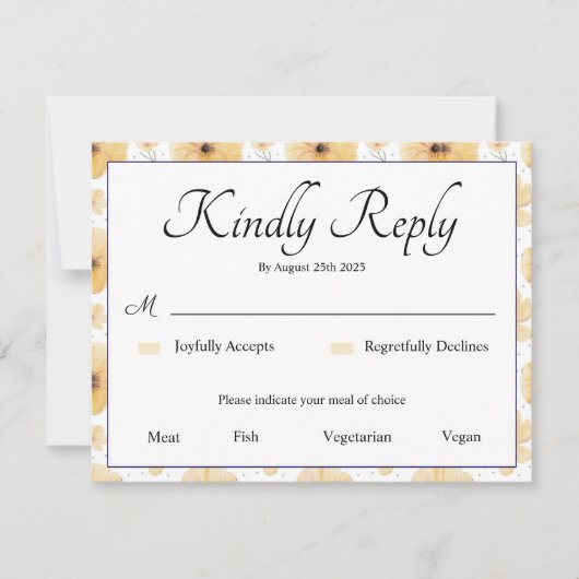 Delicate Yellow Floral RSVP Card (Voorkant)