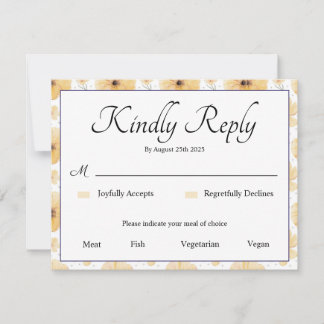Delicate Yellow Floral RSVP Card Kaartje