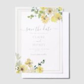 Delicate Yellow Floral Summer Bewaar de datum Vellum Uitnodigingen (Offset)