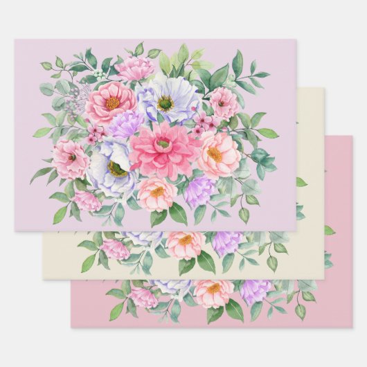 Delicate zomer tuin partij bloemen inpakpapier vel (Set)