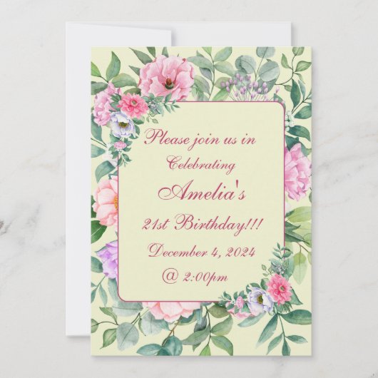 Delicate Zomertuinfeest Bloemen Verjaardag Kaart (Voorkant)