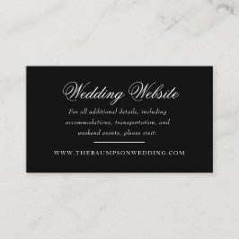 Delicate Zwart en Goud Script Bruiloft Website Informatiekaartje