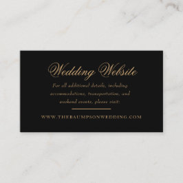 Delicate Zwart en Goud Script Bruiloft Website Informatiekaartje