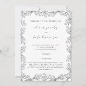 Delicate Zwart Witte Bloem Voor- en Achterkant Tro Kaart (Voorkant)